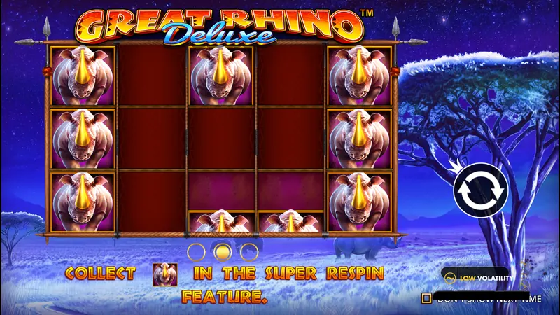 Great Rhino Deluxe slot by Pragmatic Play – game screen